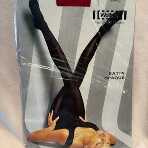 Wolford Satin Opaque Tights Stockings 11277 Red Sz S New